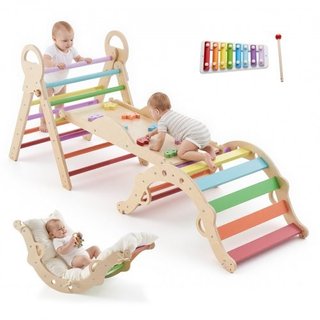 Pikler Triangle Set, 9-in-1 Toddler Climbing Toys Indoor,