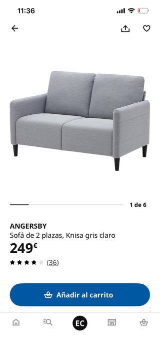 Sofá 2 plazas gris Ikea