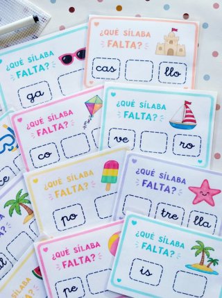 Tarjetas "Completa las Sílabas" - Verano