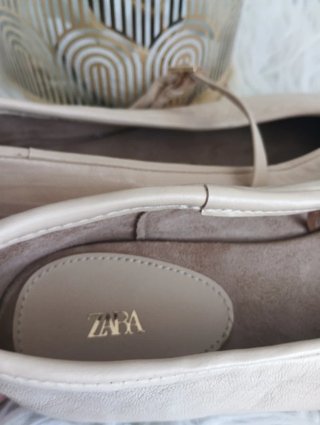 Manoletinas Zara Beige Talla 38