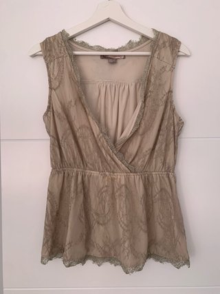Blusa sin mangas encaje escote cruzado