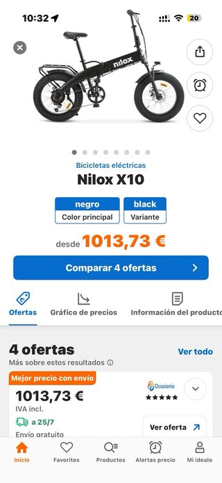 Bicicleta Eléctrica Plegable Nilox X10 Negra