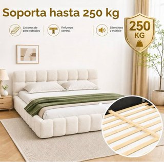 Cama beige con cabecero capitoné * NO CANAPE*