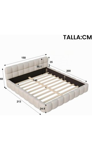 Cama beige con cabecero capitoné * NO CANAPE*
