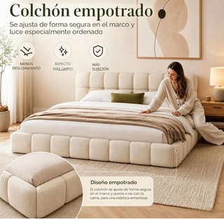 Cama beige con cabecero capitoné * NO CANAPE*