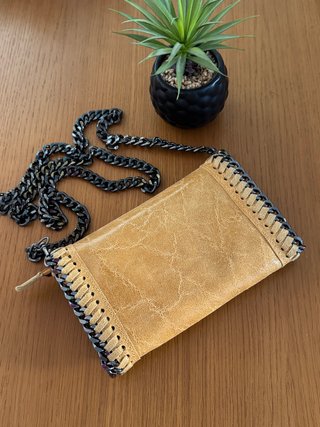 Bolso mostaza bandolera piel