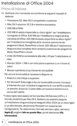 Microsoft Office 2004 per Mac originale italiano