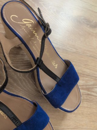 Sandalias Gaimo Esparto Azul y Beige