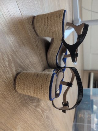 Sandalias Gaimo Esparto Azul y Beige