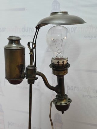 Antigua lámpara Quinqué aceite latón