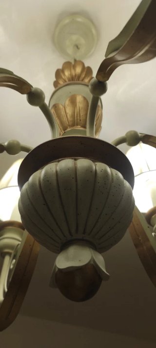 Lampadario completo di abat-jour in tessuto e meta