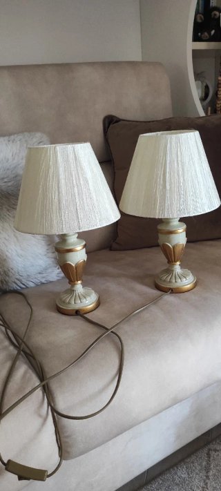 Lampadario completo di abat-jour in tessuto e meta