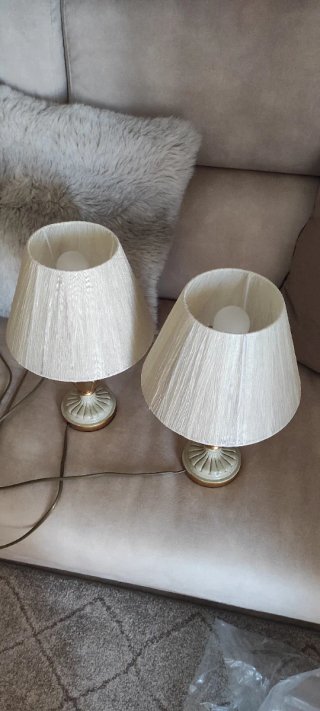 Lampadario completo di abat-jour in tessuto e meta