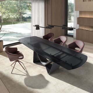 Mesa de comedor extensible cristal negro