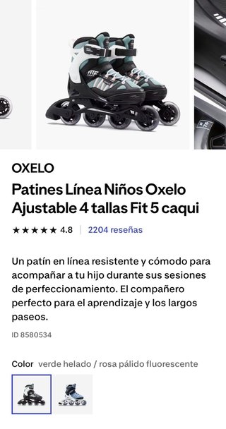Patines Oxelo Niños Ajustables Talla Fit 5