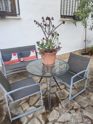 Conjunto 3 piezas jardín: mesa y 2 sillas