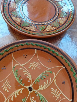 Juego de 2 Platos Decorativos Cerámica 25 diametro