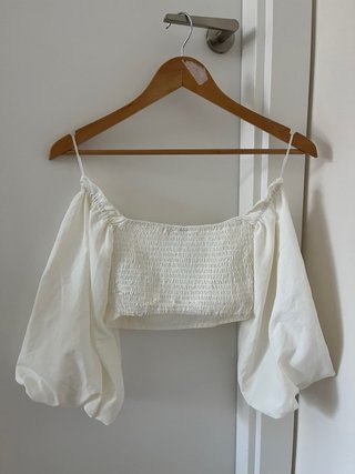 Top Amisu manga abullonada beige XXS