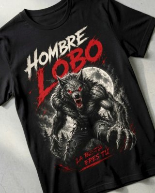 Camiseta Hombre Lobo Diseño Exclusivo