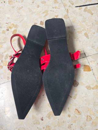 Zapatos planos rojos Lefties con tiras