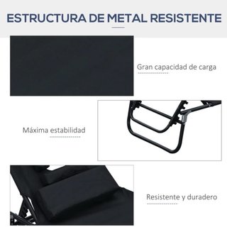 Tumbona plegable negra