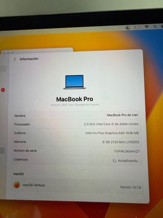 MacBook Pro 13" (2017) Intel i5 168 ciclos + caja
