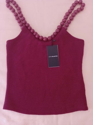 Top Sfera con tirantes de perlas