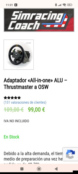 SRC Simracing thustmaster para Sparco R383 y P310