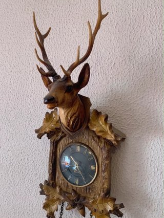 Reloj de pared Erref cabeza ciervo antiguo años 60