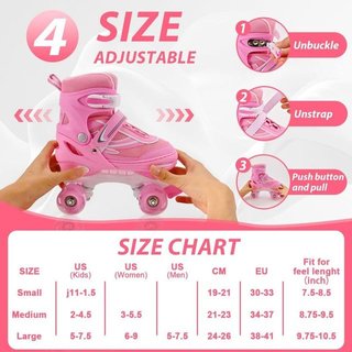 Patines Infantiles Rosas 4 Ruedas Luminosas