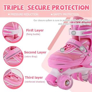 Patines Infantiles Rosas 4 Ruedas Luminosas