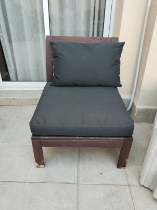 Sillón exterior madera y tela
