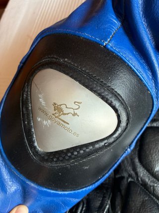 Traje de moto 2 piezas cuero azul y negro