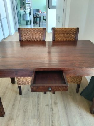 Mesa Comedor Colonial Madera Iroko