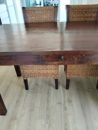 Mesa Comedor Colonial Madera Iroko