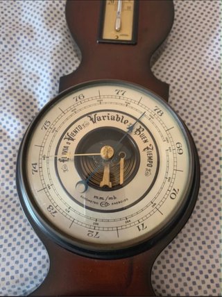 Reloj barómetro de pared antiguo años 60-70, nuevo