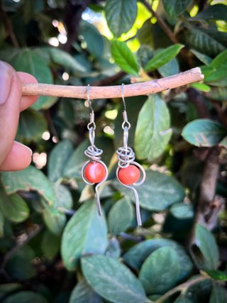 Pendientes aluminio con coral natural