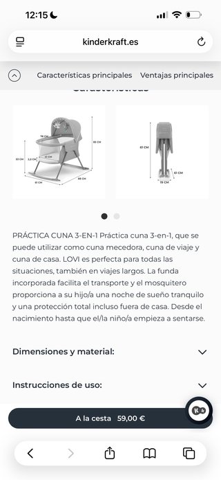 Cuna de viaje Kinderkraft 3 en 1