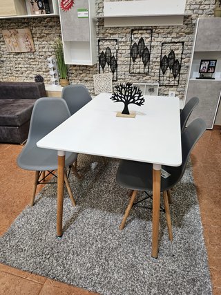 Mesa de 120cm + 4 Sillas Nórdicas