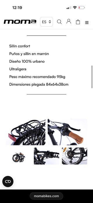 Bicicleta Moma Plegable Nueva