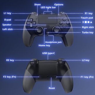 Mando inalámbrico PS4 con macros y giroscopio