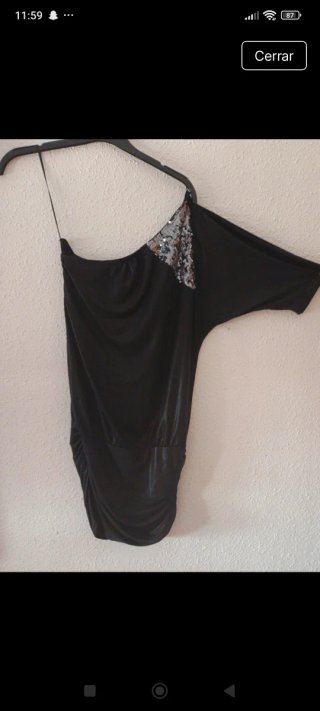Vestido fiesta lentejuelas negro talla única