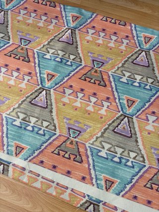Tessuto cotone e lino con fantasia geometrica