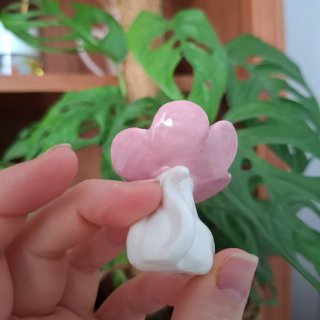 Figura cerámica gato flor pintada mano