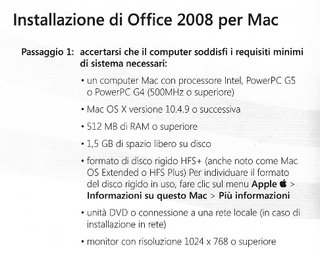 Microsoft Office 2008 per Mac originale italiano