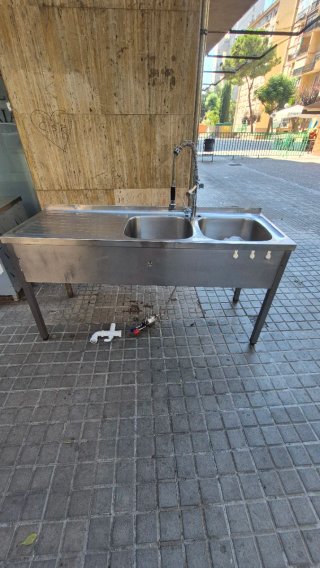 Fregadero industrial doble acero inoxidable