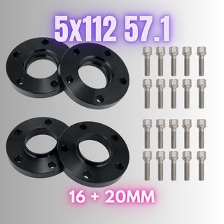 Separadores 16 y 20mm 5x112 57.1 Negros