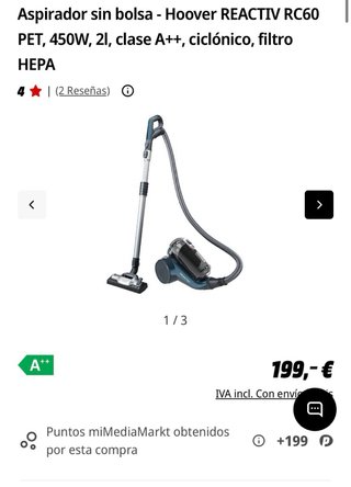 Hoover Reactiv RC60PET 011 Aspiradora