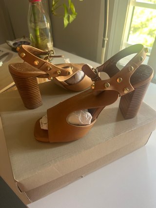 Sandalias Clarks Tacón Alto Piel Marrón