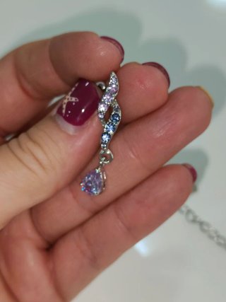 Conjunto collar y pendientes morado y plata